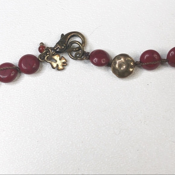 Lucky Brand Red And Gold Beads Boho Style Necklace - Picture 3 of 7
